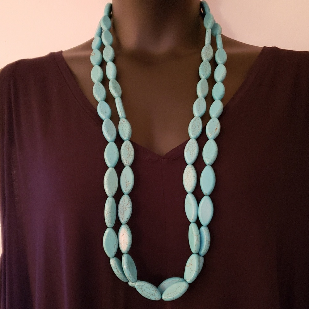 Two Faux Turquoise Necklaces